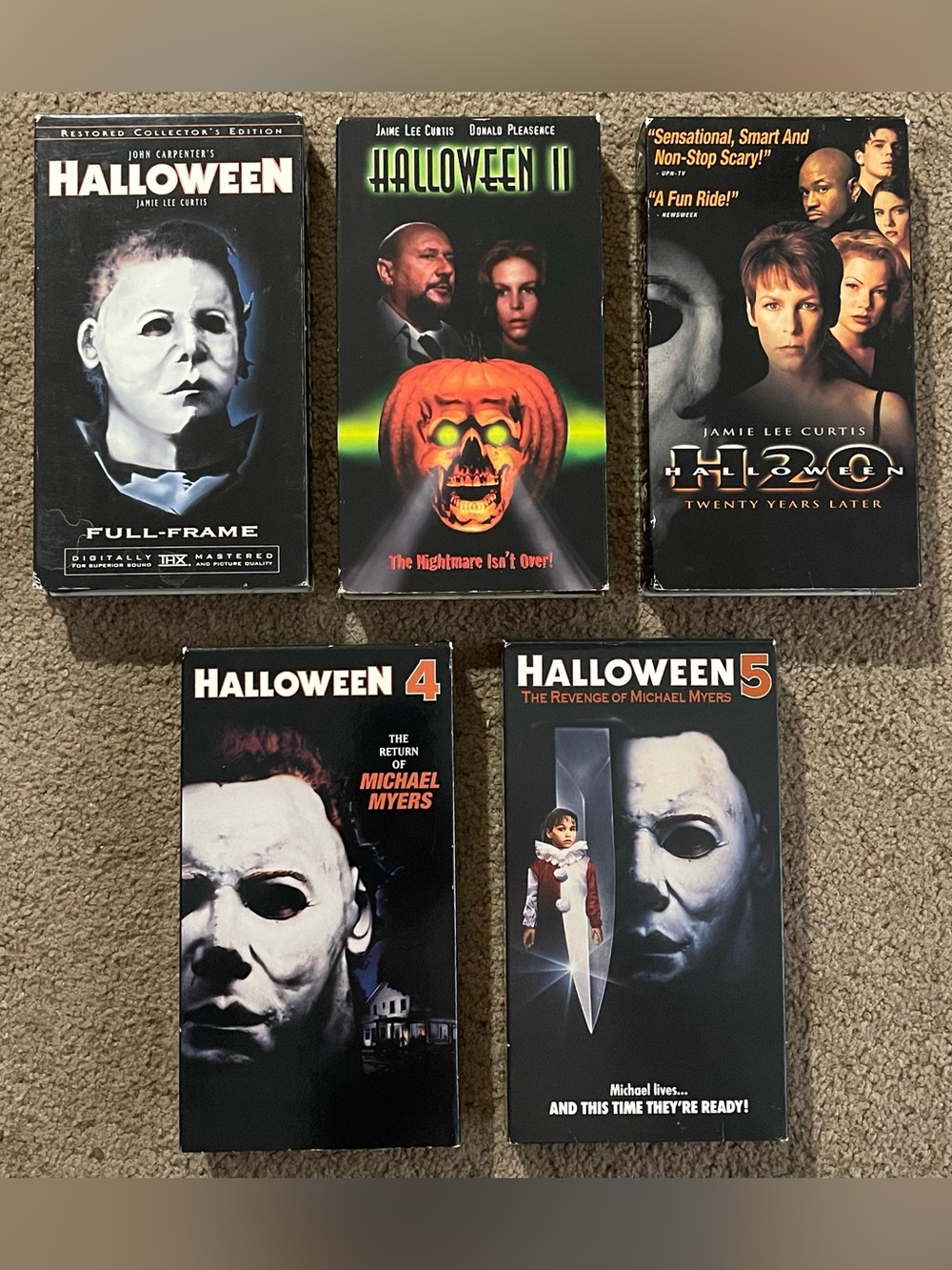 John Carpenter's Halloween Michael Myers VHS Tape Lot Of 5 Horror Movies